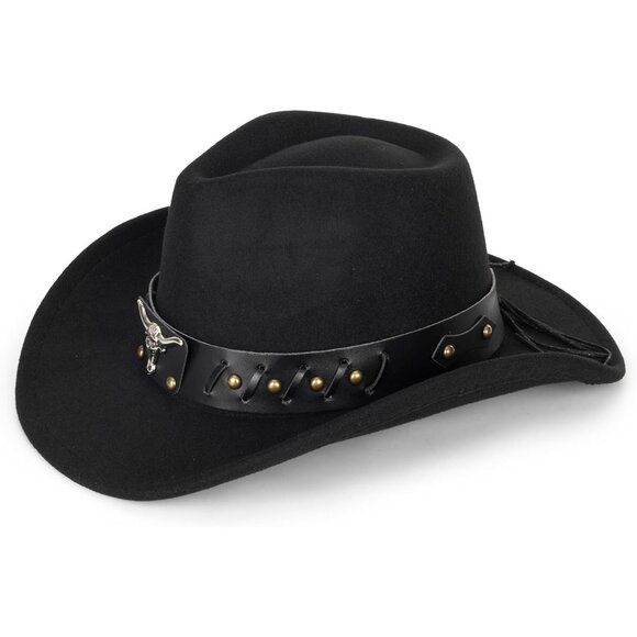 Unisex Felt Cowboy Hat Wide Brim Sun Protection Western Costume Accessory - Picture 8 of 8